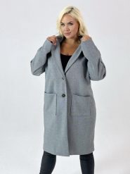 Szary klasyczny pudełkowy płaszcz Megan XXL OVERSIZE JESIEŃ. Szare płaszcze damskie Moda Size Plus Iwanek, na jesień, s, bez wzorów, z jeansu, eleganckie, bez kołnierzyka, bez kaptura. Za 399.90 zł.