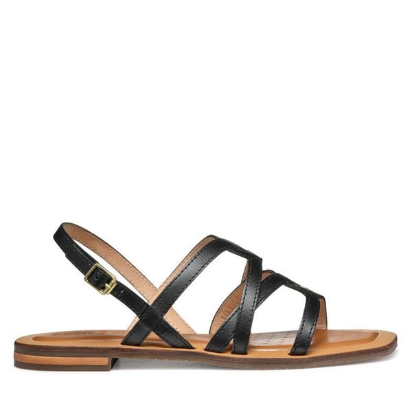 Sandały Geox. Czarne sandały damskie Geox, bez wzorów, bez obcasa, na płaskiej podeszwie, bez zapięcia. Za 209.99 zł.