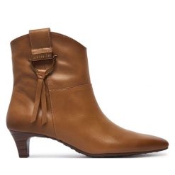 Botki Hispanitas. Brązowe botki damskie Hispanitas, bez wzorów, bez obcasa, na słupku, bez zapięcia. Za 789.99 zł.