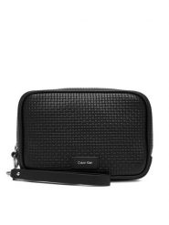 Calvin Klein Saszetka Embossed Woven Zip Pouch LV04D1111G Czarny. Czarne torby na ramię męskie Calvin Klein, ze skóry. Za 289.99 zł.