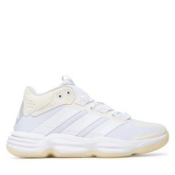Buty halowe adidas. Białe obuwie sportowe damskie Adidas, bez wzorów, bez zapięcia. Za 479.99 zł.