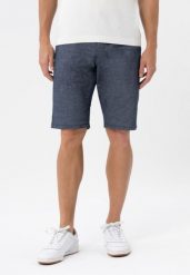 Lekkie krótkie spodenki P-TONET. Niebieskie szorty męskie Volcano, z aplikacjami, z bawełny. Za 149.99 zł.
