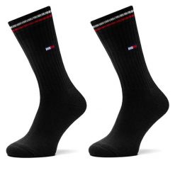 Skarpety długie Tommy Hilfiger. Czarne skarpetki damskie Tommy Hilfiger, bez wzorów. Za 59.99 zł.
