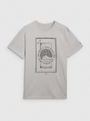 4F T-shirt regular z nadrukiem siatkarskim męski - szary M. Szare koszulki sportowe męskie 4F, l, bez wzorów, z bawełny, bez ramiączek, do siatkówki. Za 69.99 zł.