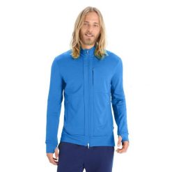 Bluza turystyczna rozpinana męska Icebreaker Quantum III LS Zip. Niebieskie bluzy męskie Icebreaker, m, bez wzorów, z wełny, sportowe, bez ramiączek, bez kaptura. W wyprzedaży za 686.25 zł.