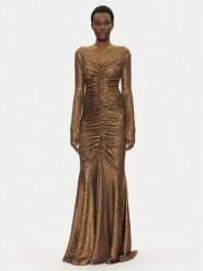 NORMA KAMALI Sukienka wieczorowa ST4243SQE38151 Złoty Slim Fit. Żółte sukienki damskie Norma Kamali, m, bez wzorów, z syntetyku, wizytowe, bez kołnierzyka, bez ramiączek. Za 1,309.00 zł.