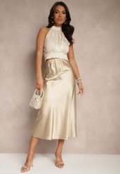 Beżowa Spódnica Satynowa High Waist Pillizze. Brązowe spódnice damskie Renee, na co dzień, l, bez wzorów, z satyny, eleganckie, z podwyższonym stanem, maxi. Za 79.99 zł.