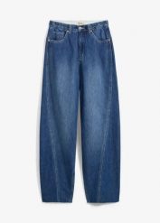 Jeansy typu ballon, high waist, super soft. Niebieskie jeansy damskie bonprix, bez wzorów, z denimu, z podwyższonym stanem. Za 124.99 zł.