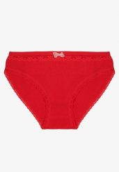 Czerwone Bawełniane Majtki Typu Figi z Koronką i Kokardą Zeteria. Czerwone majtki damskie Born2be, z bawełny. Za 7.99 zł.