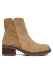 Clara Barson Botki CEO-LM13355-X06 Beżowy. Brązowe botki damskie Clara Barson, bez wzorów, z materiału, bez obcasa, na płaskiej podeszwie, bez zapięcia. Za 159.99 zł.