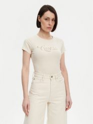 Guess T-Shirt W5GI47 KA0Q1 Écru Slim Fit. T-shirty damskie Guess, xs, z aplikacjami, z bawełny, bez kołnierzyka, bez ramiączek. Za 109.99 zł.