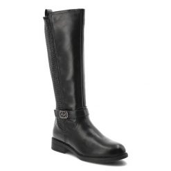 Czarne Kozaki Filippo Modne Buty Damskie. Czarne kozaki damskie Filippo, z aplikacjami, z materiału, bez obcasa, na obcasie, bez zapięcia. Za 195.99 zł.