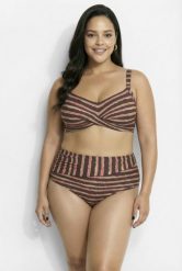 Damskie Bikini kombinacja pasów miękkie miseczki drapowanie z recyklingu. Czerwone stroje kąpielowe damskie Ulla Popken, plus size, bez wzorów, z elastanu. Za 191.99 zł.