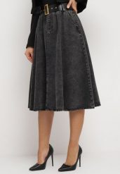 Czarna Jeansowa Spódnica Midi z Paskiem Suera. Czarne spódnice damskie Born2be, l, bez wzorów, z jeansu, midi. Za 139.99 zł.