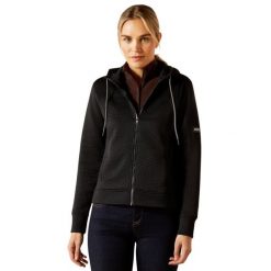 Damska bluza z kapturem full zip Ariat Radiance. Czarne bluzy damskie Ariat, bez wzorów, sportowe, bez ramiączek, z kapturem. Za 461.00 zł.
