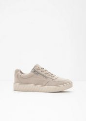 Sneakersy z wyściełaną podeszwą wewnętrzną. Brązowe obuwie sportowe damskie bonprix, bez wzorów, bez zapięcia. Za 107.99 zł.