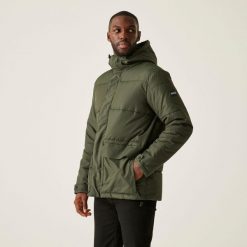 Kurtka turystyczna męska Falkner pikowana. Brązowe kurtki męskie Regatta, m, bez wzorów, z poliesteru, sportowe, z kapturem. Za 159.99 zł.