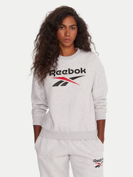 Reebok Bluza RK25169CCW Szary Regular Fit. Szare bluzy damskie Reebok, m, bez wzorów, z syntetyku, bez ramiączek, bez kaptura. Za 84.99 zł.