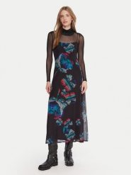 Desigual Sukienka codzienna Watercolor Lacroix 25WWVK03 Czarny Regular Fit. Czarne sukienki damskie Desigual, na co dzień, xs, bez wzorów, z syntetyku, bez kołnierzyka, bez ramiączek, proste. Za 439.99 zł.