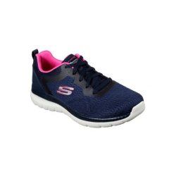 Buty sportowe Sneakersy damskie, Skechers Bountiful-Quick Path. Niebieskie obuwie sportowe damskie Skechers, bez wzorów, z tkaniny, bez zapięcia, trekkingowe, Skechers Sport. Za 224.99 zł.
