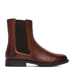 Botki U.S. Polo Assn. Brązowe botki damskie U.S. Polo Assn., bez wzorów, bez obcasa, na płaskiej podeszwie, bez zapięcia. Za 429.99 zł.