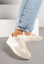 Beżowe Sneakersy Typu Tenisówki z Ozdobnymi Paskami Amodelle. Brązowe trampki i tenisówki damskie Born2be, bez wzorów, z jeansu, bez zapięcia. Za 84.99 zł.