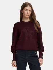 Guess Sweter W6BR52 Z1453 Bordowy Regular Fit. Czerwone swetry nierozpinane damskie Guess, m, z aplikacjami, bez kołnierzyka, bez ramiączek. Za 434.99 zł.
