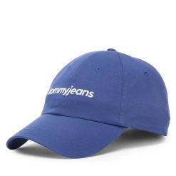 Czapka z daszkiem Tommy Jeans. Niebieskie czapki damskie Tommy Jeans, bez wzorów, z jeansu. Za 129.99 zł.