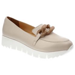 Beżowe Półbuty Armodo Stylowe Obuwie Damskie. Brązowe półbuty damskie Armodo, na lato, z aplikacjami, ze skóry, eleganckie, bez obcasa, na platformie, bez zapięcia. Za 299.00 zł.