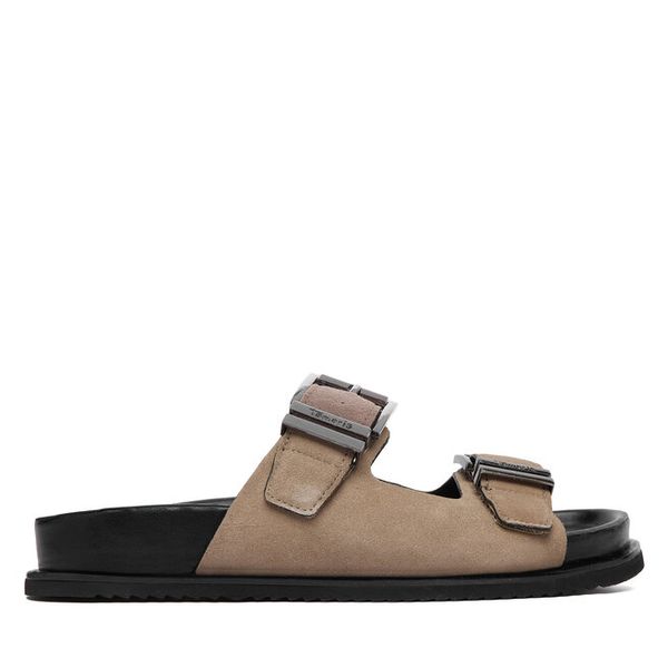 Klapki Tamaris. Brązowe klapki damskie Tamaris, bez wzorów, bez obcasa, bez zapięcia. Za 226.99 zł.