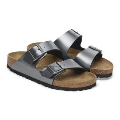 BIRKENSTOCK ARIZONA BF Klapki damskie. Szare klapki damskie Birkenstock, na lato, bez wzorów, z materiału, biznesowe, bez obcasa, bez zapięcia. Za 349.99 zł.