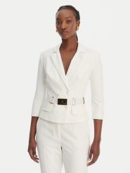 Elisabetta Franchi Marynarka GI-224-61E2-V590 Biały Regular Fit. Białe marynarki i żakiety damskie Elisabetta Franchi, bez wzorów, z syntetyku, bez kołnierzyka, bez ramiączek. Za 2,509.00 zł.