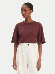 BOSS T-Shirt Enismall 50523256 Brązowy Oversize. Brązowe t-shirty damskie Boss, l, bez wzorów, z bawełny, bez kołnierzyka, bez ramiączek. Za 279.99 zł.