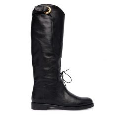 Oficerki Weekend Max Mara. Czarne kozaki damskie Weekend Max Mara, bez wzorów, bez obcasa, na płaskiej podeszwie, bez zapięcia. Za 2,429.00 zł.