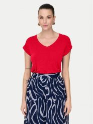 ONLY T-Shirt Rilla 15315776 Czerwony Regular Fit. Czerwone t-shirty damskie ONLY, xl, bez wzorów, z wiskozy, bez kołnierzyka, bez ramiączek. Za 69.99 zł.