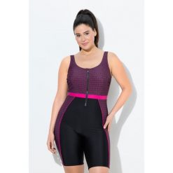 Damskie Strój kąpielowy długie nogawki bez miękkich miseczek zamek błyskawiczny. Czarne stroje kąpielowe damskie Ulla Popken, plus size, bez wzorów, z elastanu. Za 279.99 zł.