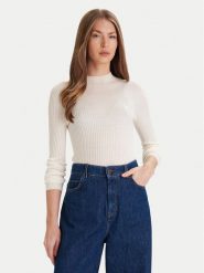 Lacoste Sweter AF4189 Écru Slim Fit. Swetry nierozpinane damskie Lacoste, bez wzorów, z wełny, bez kołnierzyka, bez ramiączek. Za 729.99 zł.