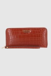 GUESS Brązowy portfel Laurel SLG Large Zip Around. Brązowe portfele damskie Guess, ze skóry. W wyprzedaży za 239.99 zł.