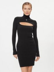 Calvin Klein Jeans Sukienka dzianinowa 2 In 1 Tight Ls Sweater Dress J20J222515 Czarny Slim Fit. Czarne sukienki damskie Calvin Klein Jeans, m, bez wzorów, z bawełny, bez kołnierzyka, bez ramiączek. Za 349.99 zł.