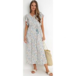Miętowa Sukienka Lanby. Zielone sukienki damskie Born2be, na imprezę, l, z aplikacjami, eleganckie, bez kołnierzyka, bez ramiączek, maxi. Za 99.99 zł.