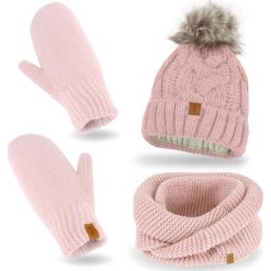 Nandy Nandy Damski Komplet Zimowy Czapka Komin Rękawiczki - Zest-Ckr-14537-Pud-Roz. Czerwone czapki damskie Nandy, na zimę, bez wzorów. Za 120.90 zł.