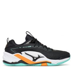 Buty halowe Mizuno. Czarne buty sportowe męskie Mizuno, bez wzorów, bez zapięcia, mizuno wave. Za 529.99 zł.
