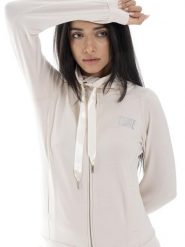 Bluza miękki z bawełna z zamek błyskawiczny na co dzień. Brązowe bluzy damskie LEONE 1947 APPAREL, m, bez wzorów, z bawełny, bez ramiączek, bez kaptura. Za 383.11 zł.