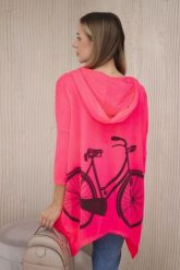 Bluza z nadrukiem roweru różowy neon. Czerwone bluzy damskie KESI, l, bez wzorów, z bawełny, bez ramiączek, z kapturem. Za 218.51 zł.