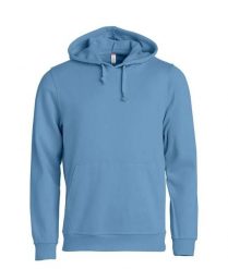 Clique Basic Hoody bluza z kapturem unisex, materiał antymechacący – light blue. Niebieskie bluzy damskie CLIQUE, xs, bez wzorów, z bawełny, bez ramiączek, z kapturem. Za 173.55 zł.