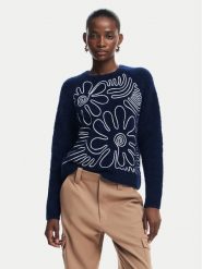 Desigual Sweter Cambridge 24WWJF68 Granatowy Regular Fit. Niebieskie swetry nierozpinane damskie Desigual, xl, bez wzorów, z syntetyku, bez kołnierzyka, bez ramiączek. Za 299.99 zł.