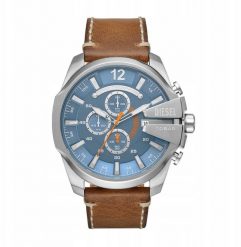 Zegarek Diesel Męski Mega Chief niebieska tarcza 52 mm (DZ4458). Niebieskie zegarki męskie Diesel, bez wzorów. Za 486.99 zł.
