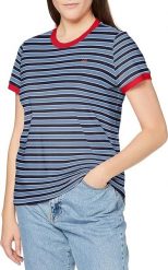 LEE DAMSKA KOSZULKA YARN DYE STRIPE TEE FROST PINK L41PKAMC 112109129. Różowe bluzki damskie Lee, l, bez wzorów, bez kołnierzyka, bez ramiączek. Za 69.99 zł.