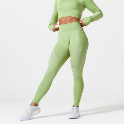 Legginsy fitness damskie Domyos. Zielone legginsy damskie DOMYOS, bez wzorów, z elastanu. Za 119.99 zł.