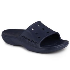 Klapki męskie sportowe Crocs Baya II SLIDE. Niebieskie klapki męskie Crocs, bez wzorów, bez zapięcia. W wyprzedaży za 99.00 zł.